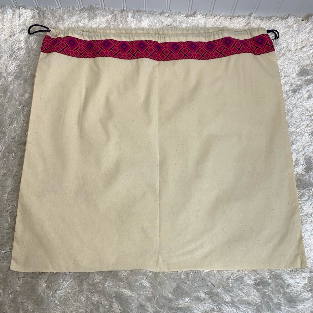 Large Tory Burch Dust Bag Cotton Pink Black Orange Square Design